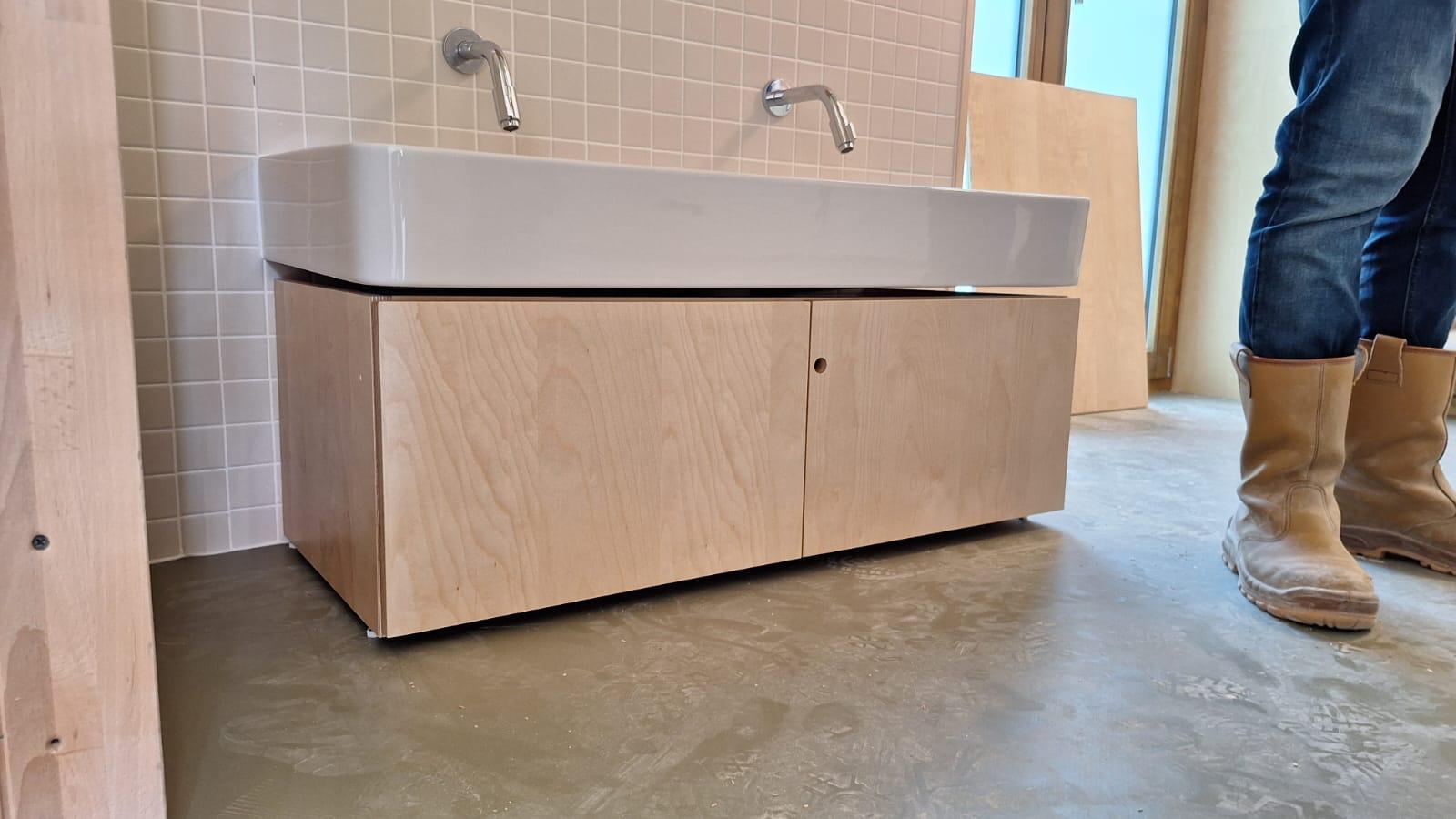 Meuble vasque en bouleau